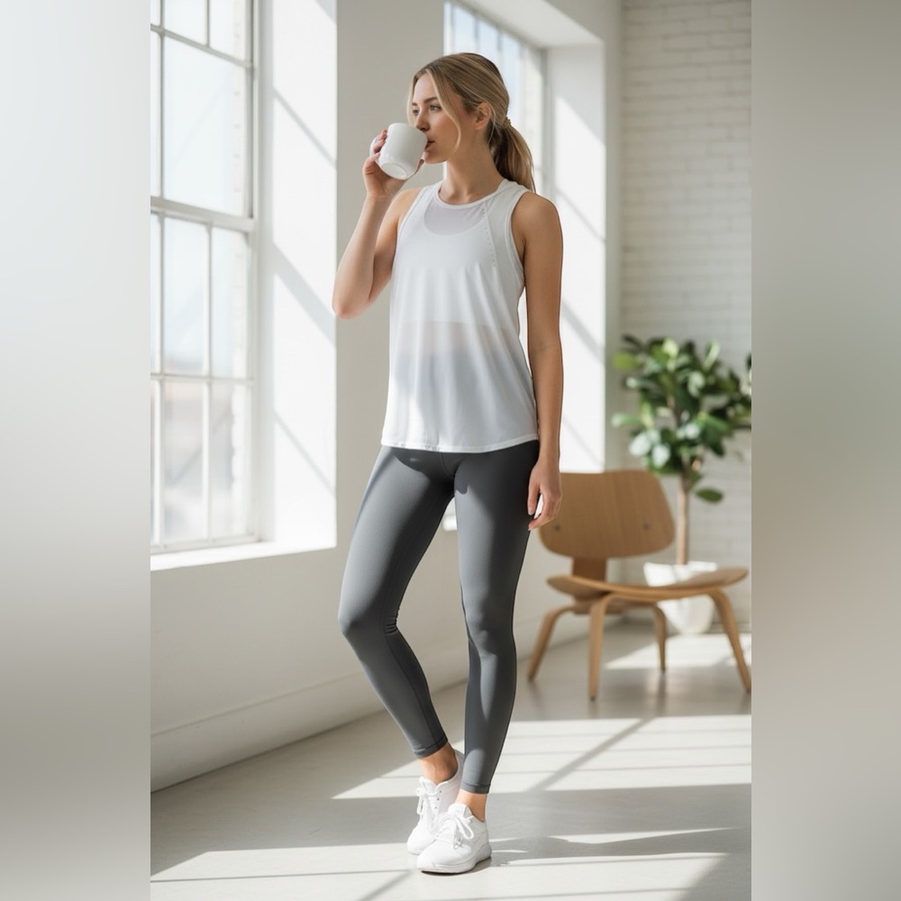 Lululemon Athletica Sheer White Tennis Tank Top